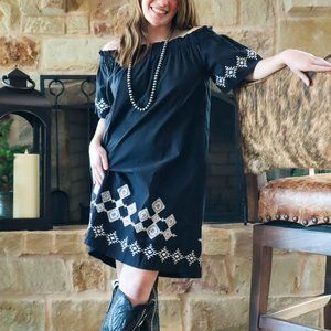 NWT Western Off the Shoulder Embroidered Dress
